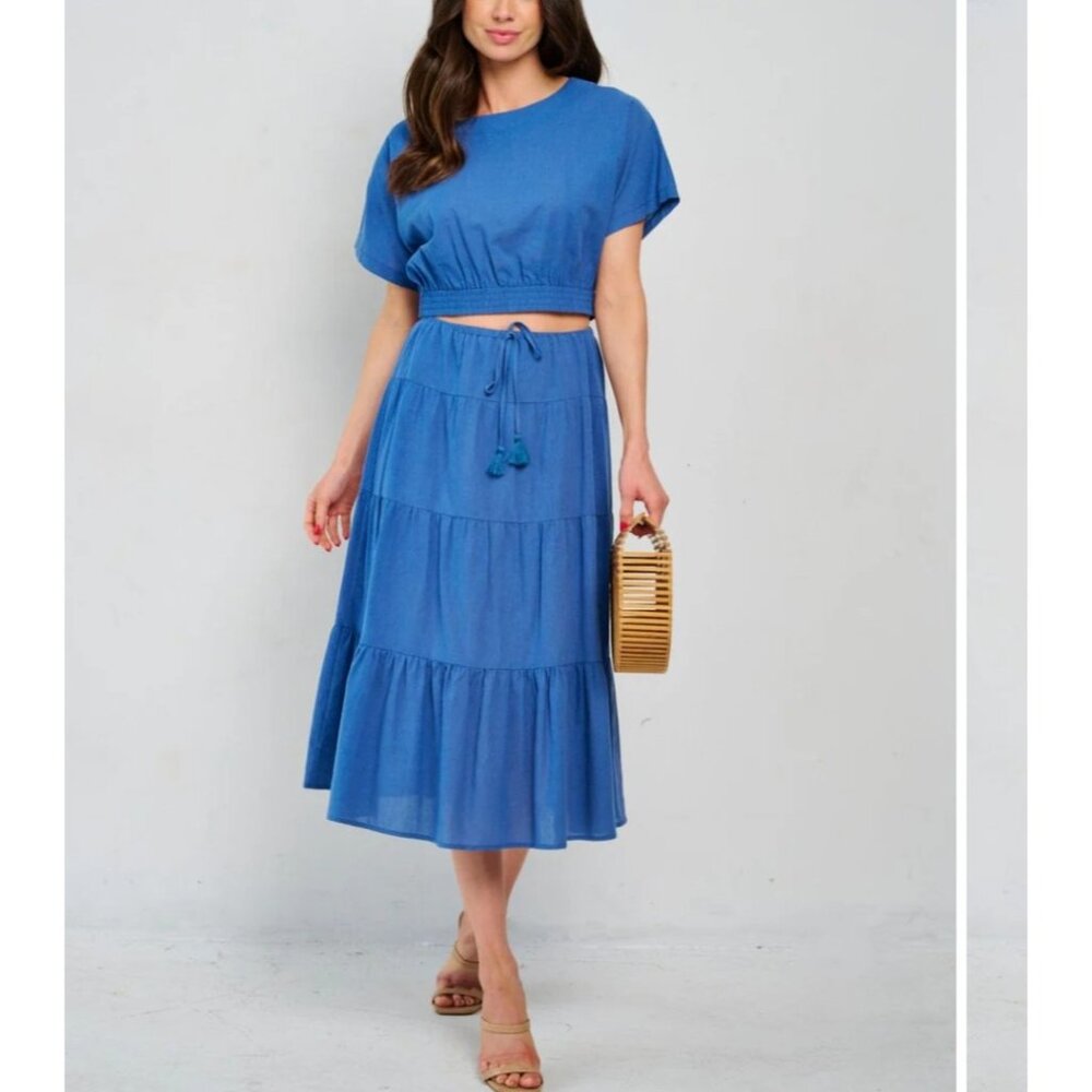 💙Midi Skirt & Crop Top Set